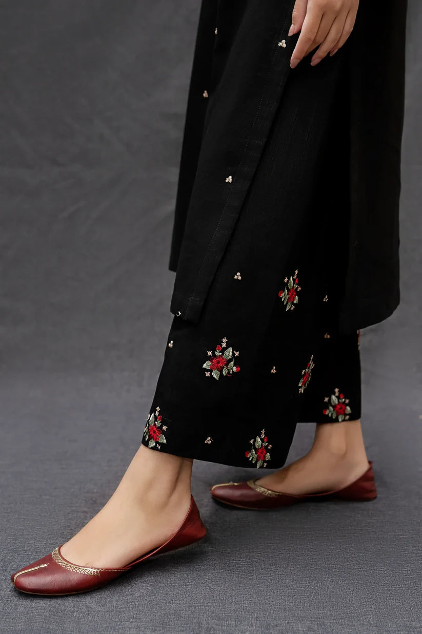 BrandsInn-3PC DHANAK EMBROIDERED SHIRT WITH COUTRAI PRINTED SHAWL AND EMB TROUSER-BI-233
