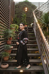 BrandsInn-2PC DHANAK EMBROIDERED SHIRT WITH DHANAK EMB TROUSER-BI-4113