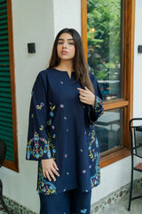 BrandsInn-2PC DHANAK EMBROIDERED SHIRT WITH DHANAK EMBROIDRED TROUSER-BI-136
