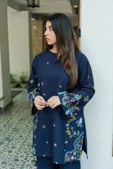 BrandsInn-2PC DHANAK EMBROIDERED SHIRT WITH DHANAK EMBROIDRED TROUSER-BI-136