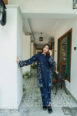 BrandsInn-2PC DHANAK EMBROIDERED SHIRT WITH DHANAK EMBROIDRED TROUSER-BI-136