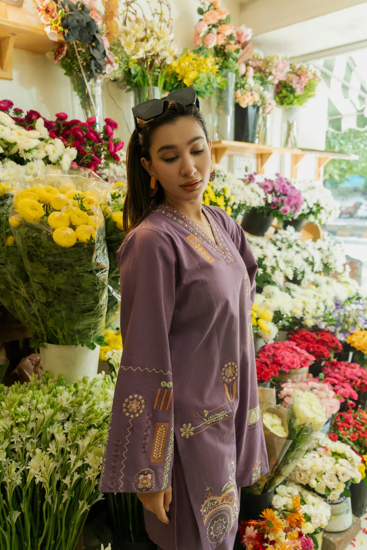 BrandsInn-2PC DHANAK EMBROIDERED SHIRT WITH DHANAK EMBROIDRED TROUSER-BI-137
