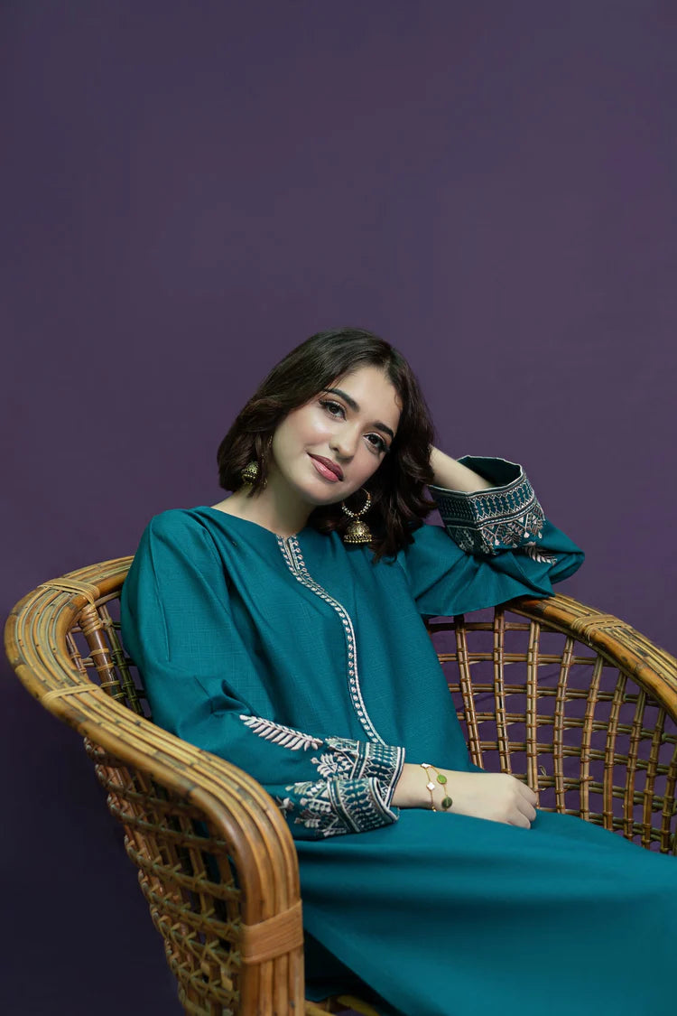 BrandsInn-2PC DHANAK EMBROIDERED SHIRT AND EMBROIDRED TROUSER-BIC-113