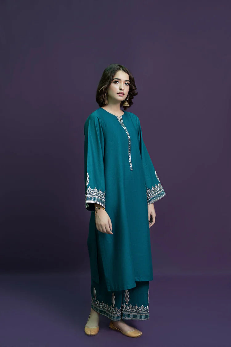 BrandsInn-2PC DHANAK EMBROIDERED SHIRT AND EMBROIDRED TROUSER-BIC-113
