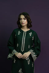 BrandsInn - 2PC DHANAK EMBROIDERED SHIRT WITH DHANAK EMBROIDERED TROUSER-BI-4061