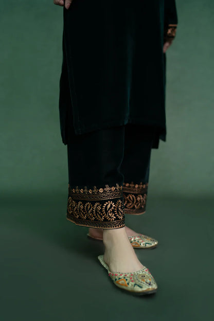 URGE - 2PC Velvet Heavy Embroidered Shirt With Velvet Heavy Embroidered Trouser -ADR-D20-BI-4093