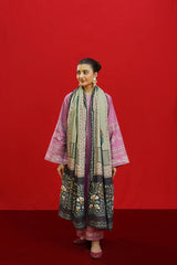 BrandsInn-3PC KHADDAR EMBROIDRED SHIRT WITH WOOL PRINTED SHAWL & EMB TROUSER-BI-4057