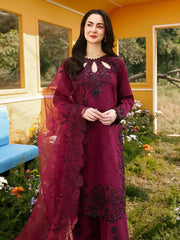 BrandsInn-3PC LAWN SEQUIN EMBROIDERED SHIRT WITH ORGANZA EMB DUPATTA AND EMB TROUSER-BI-4805