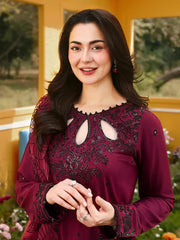 BrandsInn-3PC LAWN SEQUIN EMBROIDERED SHIRT WITH ORGANZA EMB DUPATTA AND EMB TROUSER-BI-4805