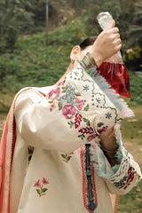 BrandsInn- 3PC DHANK EMBROIDERED SHIRT WITH COUTRAI WOOL SHAWL & TROUSER-BI-237