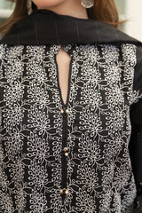 BrandsInn-3PC LAWN CHIKENKARI EMBROIDERED SHIRT WITH LAWN TUBE SLUB DUPATTA-BI-6400