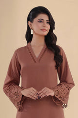 BrandsInn-3PC DHANAK EMBROIDERED SHIRT WITH KHADDI NET EMB DUPATTA AND TROUSER-BI-4263