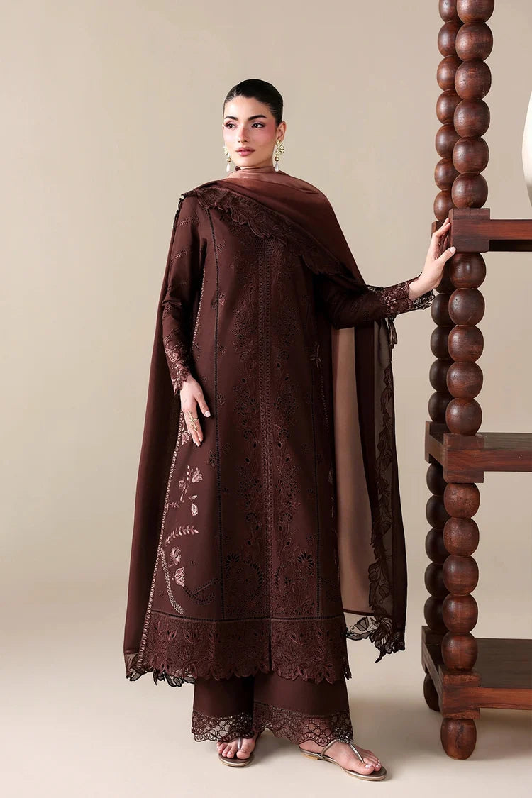 BrandsInn-3PC DHANAK EMBROIDERED SHIRT WITH WOOL PRINT EMBROIDERED SHAWL AND TROUSER -BI-5176