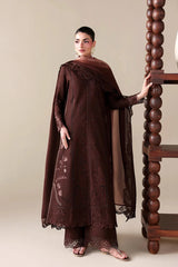 BrandsInn-3PC DHANAK EMBROIDERED SHIRT WITH WOOL PRINT EMBROIDERED SHAWL AND TROUSER -BI-5176
