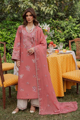BrandsInn_3PC DHANAK EMBROIDERED SHIRT WITH CHIFFON EMB DUPATTA AND EMB TROUSER -BI-5185