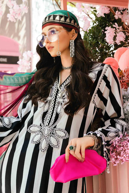 BrandsInn-3PC LAWN EMBROIDERED PRINTED SHIRT WITH CHIFFON PRINT DUPATTA AND PRINT TROUSER-BI-335