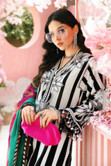 BrandsInn-3PC LAWN EMBROIDERED PRINTED SHIRT WITH CHIFFON PRINT DUPATTA AND PRINT TROUSER-BI-335