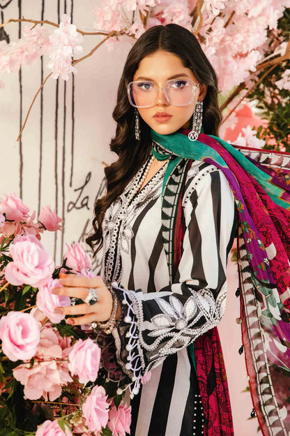 BrandsInn-3PC LAWN EMBROIDERED PRINTED SHIRT WITH CHIFFON PRINT DUPATTA AND PRINT TROUSER-BI-335