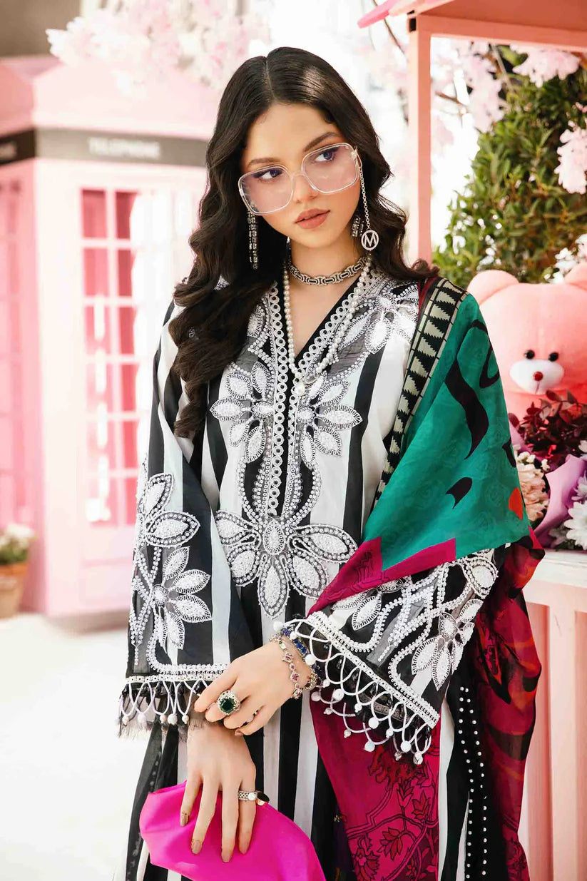 BrandsInn-3PC LAWN EMBROIDERED PRINTED SHIRT WITH CHIFFON PRINT DUPATTA AND PRINT TROUSER-BI-335