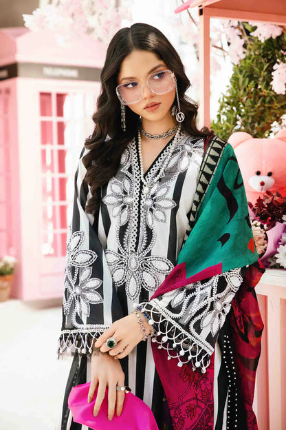BrandsInn-3PC LAWN EMBROIDERED PRINTED SHIRT WITH CHIFFON PRINT DUPATTA AND PRINT TROUSER-BI-335