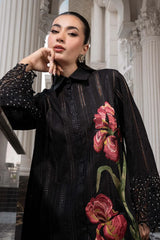 BrandsInn-3PC DHANAK EMBROIDERED SHIRT WITH CHIFFON EMBROIDERED DUPATTA AND TROUSER-BI-5202