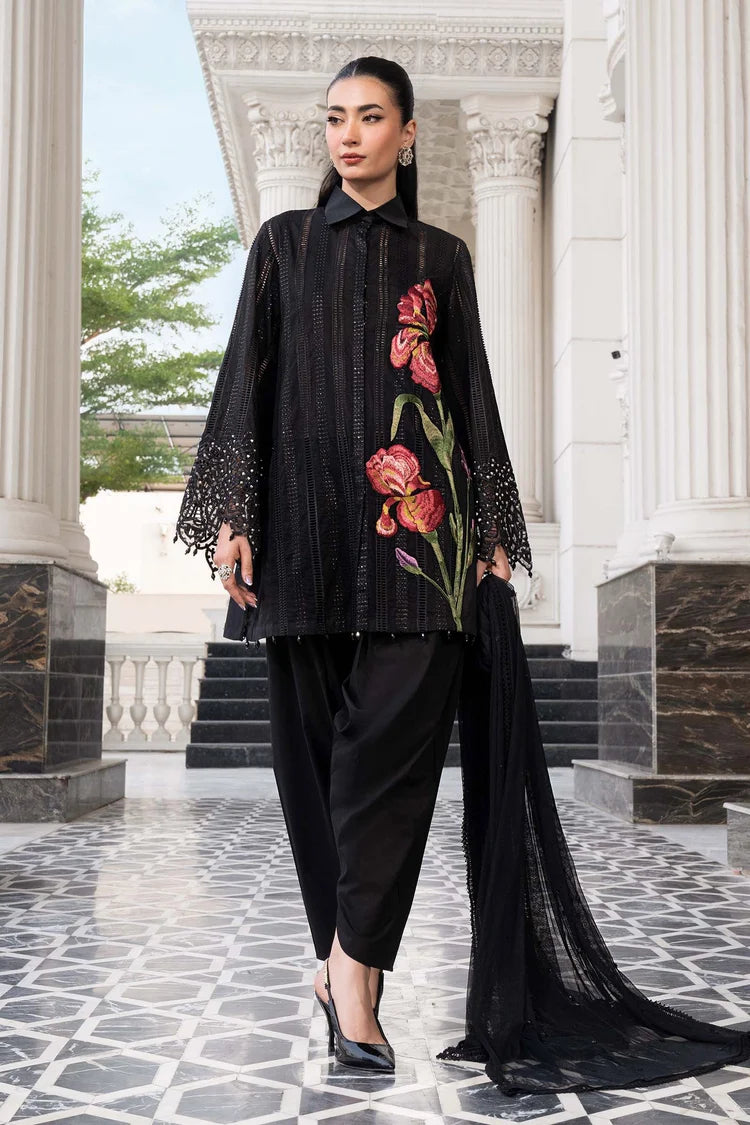 BrandsInn-3PC DHANAK EMBROIDERED SHIRT WITH CHIFFON EMBROIDERED DUPATTA AND TROUSER-BI-5202