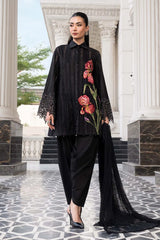 BrandsInn-3PC DHANAK EMBROIDERED SHIRT WITH CHIFFON EMBROIDERED DUPATTA AND TROUSER-BI-5202