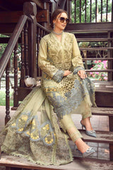 BrandsInn-3PC LAWN EMBROIDERED SHIRT WITH EMBROIDERED ORGANZA DAMAN CHIFFON PRINTED EMB DUPATTA AND EMB TROUSER-BI-4606