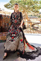BrandsInn-3PC LAWN EMB PRINTED SHIRT WITH SILK PRINTED DUPATTA & DYED TROUSER-BI-033