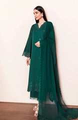 BrandsInn-3PC DHANAK EMBROIDERED SHIRT WITH SILK EMBROIDERED DUPATTA AND TROUSER-BI-5196