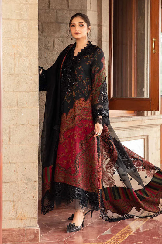 BrandsInn-3PC LAWN PRINTED EMB SHIRT WITH CHIFFON PRINT DUPATTA AND PRINT TROUSER-BI-421