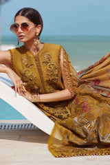 BrandsInn-3PC DHANAK EMBROIDERED SHIRT WITH COUTRAI PRINTED SHAWL AND TROUSER-BI-5216