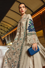 BrandsInn-3PC KHADDAR LASERWORK EMBROIDERED SHIRT WITH COURTRAI PRINTED SHAWL AND TROUSER-BI-5192