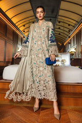 BrandsInn-3PC KHADDAR LASERWORK EMBROIDERED SHIRT WITH COURTRAI PRINTED SHAWL AND TROUSER-BI-5192