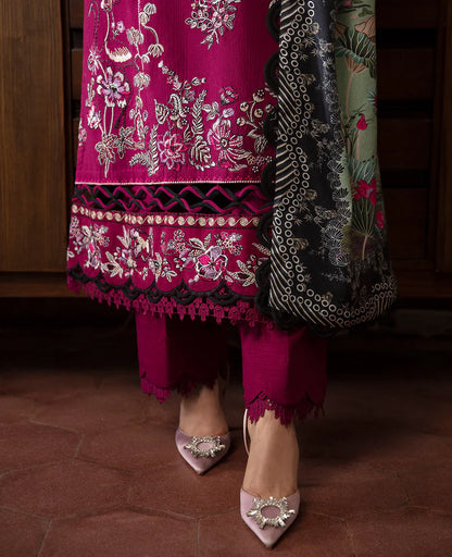 BrandsInn-3PC DHANAK SEQUENCE EMBROIDERED SHIRT WITH COURTRAI PRINTED SHAWL & DHANAK TOUSER-BI-4171