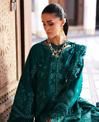 BrandsInn-3PC DHANAK EMBROIDERED SHIRT WITH DHANAK EMBROIDERED SHAWL AND TROUSER-BI-5234