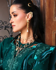 BrandsInn-3PC DHANAK EMBROIDERED SHIRT WITH DHANAK EMBROIDERED SHAWL AND TROUSER-BI-5234