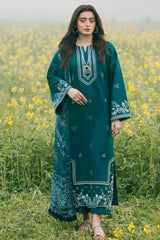 BrandsInn-3PC LAWN EMBROIDERED SHIRT WITH CHIFFON PRINTED DUPATTA AND TROUSER-BI-4626