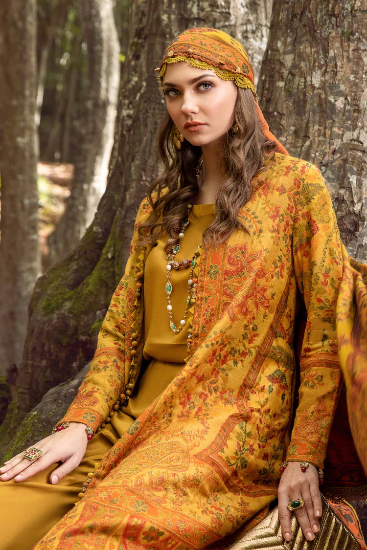 BrandsInn-3PC KARANDI EMBROIDERED SHIRT WITH KARANDI PRINTED SHAWL AND DHANAK TROUSER-BI-4286