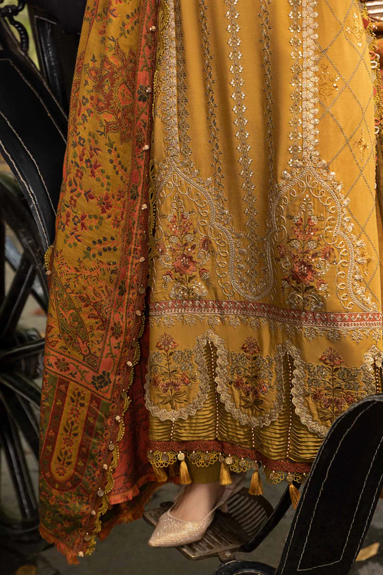 BrandsInn-3PC KARANDI EMBROIDERED SHIRT WITH KARANDI PRINTED SHAWL AND DHANAK TROUSER-BI-4286
