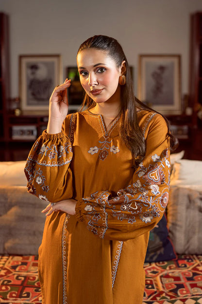 BrandsInn-2PC DHANAK EMBROIDERED SHIRT AND EMBROIDRED SLEEVES-BI-134
