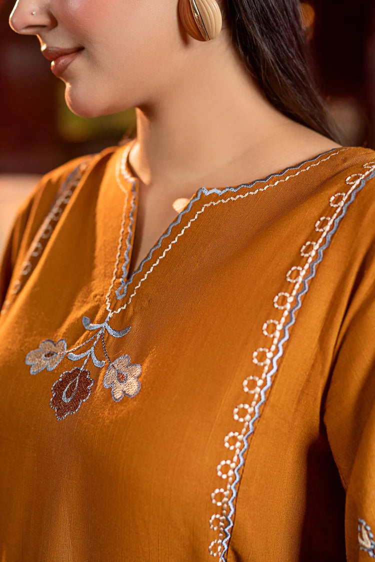 BrandsInn-2PC DHANAK EMBROIDERED SHIRT AND EMBROIDRED SLEEVES-BI-134