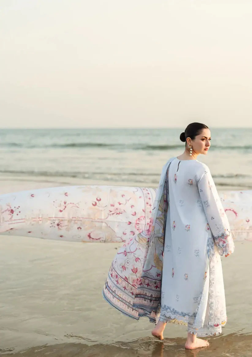 BrandsInn - 3PC LAWN EMBROIDERED SHIRT WITH MONARK PRINTED DUPATTA AND TROUSER-BI-428