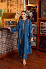 BrandsInn-2PC DHANAK EMBROIDERED SHIRT AND EMBROIDRED SLEEVES-BI-133