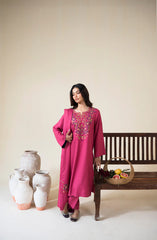 BrandsInn-3PC DHANAK EMBROIDERED SHIRT WITH DHANAK EMBROIDERED SHAWL AND TROUSER-BI-4420
