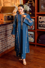 BrandsInn-2PIECE DHANAK EMBROIDERED SHIRT WITH DHANAK EMB SLEEVES-BI-15030