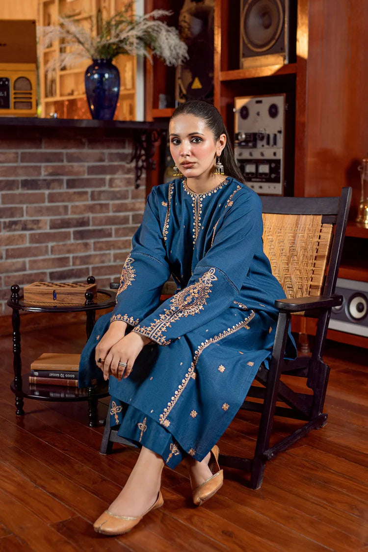 BrandsInn-2PC DHANAK EMBROIDERED SHIRT AND EMBROIDRED SLEEVES-BI-133