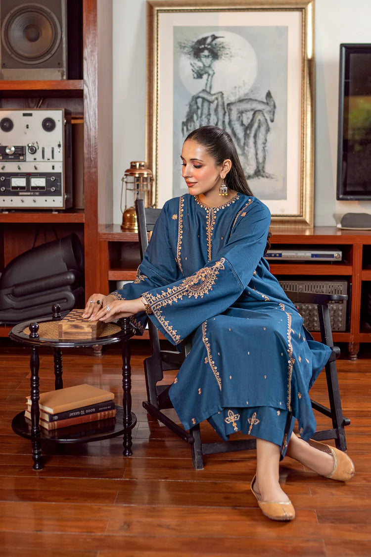 BrandsInn-2PC DHANAK EMBROIDERED SHIRT AND EMBROIDRED SLEEVES-BI-133