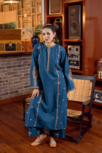 BrandsInn-2PC DHANAK EMBROIDERED SHIRT AND EMBROIDRED SLEEVES-BI-133