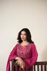 BrandsInn-3PC DHANAK EMBROIDERED SHIRT WITH DHANAK EMBROIDERED SHAWL AND TROUSER-BI-4420